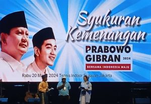 Relawan Prabowo-Gibran merayakan Kemenangannya.