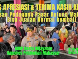 Ratusan Pedagang Pasar Butung Makassar Jualan Normal Kembali, KERIS: Apresiasi dan Terima Kasih Ke POLRI