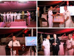 Danlantamal I Hadiri Deck Reception di Kapal Latih Angkatan Laut Italia ITS Amerigo Vespucci