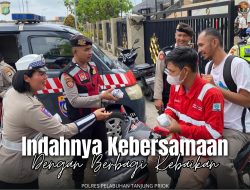 Indahnya Kebersamaan Berbagi Kebaikan, Kasatsamapta Bagikan Makanan Siap Santap