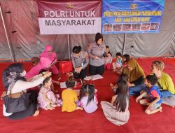 Peduli Kemanusiaan, Polres Kubar Gelar Trauma Healing untuk Anak-Anak Terdampak Banjir di Muara Lawa
