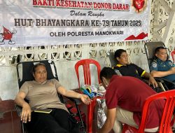Polresta Manokwari Gelar Bakti Kesehatan Donor Darah Sambut HUT Bhayangkara ke -79